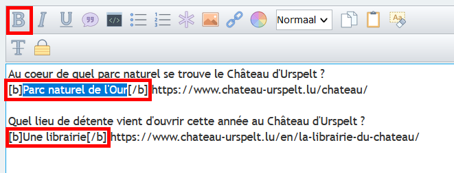 Antwoorden in het vet