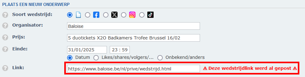 Link veld - dubbele wedstrijd
